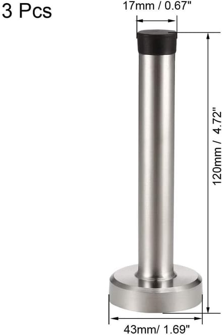 Deurstopper - Deurvanger Muur - Muren Beschermen - Rubberen Buffer - 120mm Hoog - Zilver