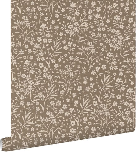 ESTAhome behang bloemetjes taupe - 50 x 900 cm - 139882