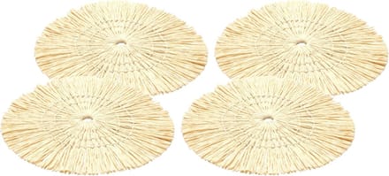 Chaks Placemat - 8x - D38 cm - gevlochten riet - beige - bohemian style