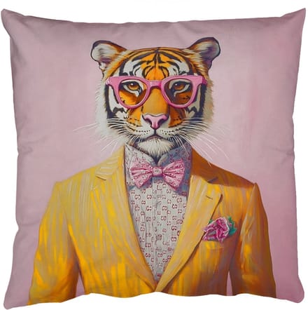 Sierkussens - Kussentjes Woonkamer - 40x40 cm - Tijger - Bril - Geel - Jasje