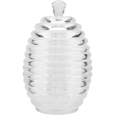 Pot à miel transparent en forme de ruche de 265 ml avec compte-gouttes pour conserver et distribuer le miel white