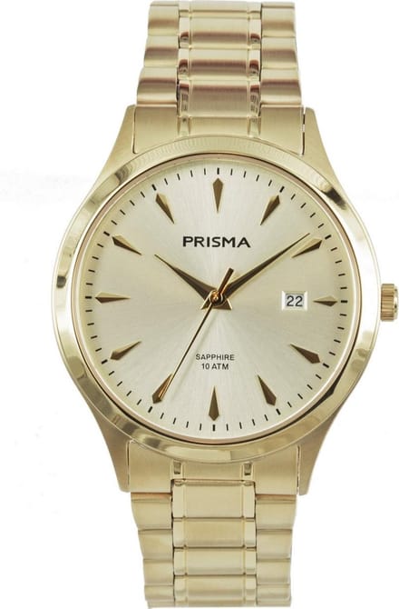 Prisma Herenhorloge P.1652 Goudkleurig en Saffierglas