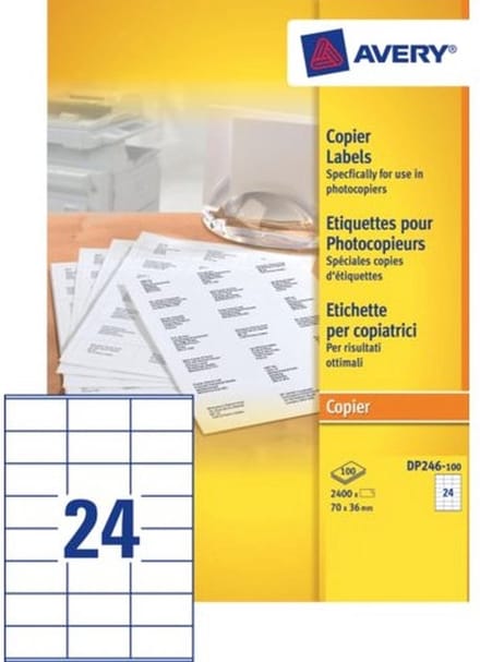 Etiket avery dp246-100 70x36mm wit 2400st | 5 stuks