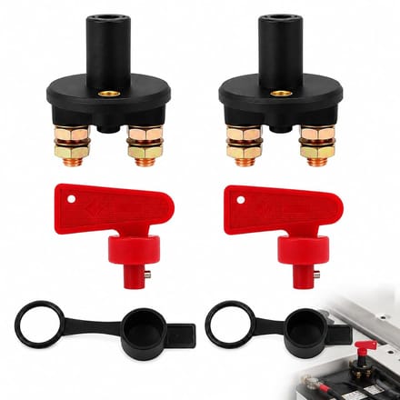 Batterijschakelaar Set - Isolatie Schakelaar - Accu Bescherming - Met Sleutel - 2 Stuks - Zwart