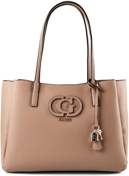 GUESS schoudertas laptoptas met laptopvak Isola Multi Compartment Tote Beige Taupe
