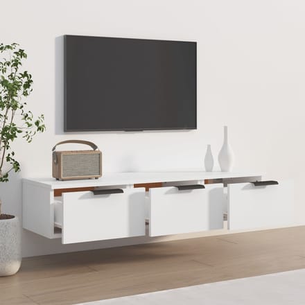 vidaXL - Wandkast - 102x30x20 - cm - bewerkt - hout - wit