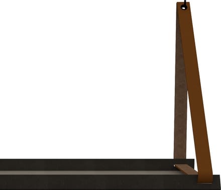 Handles and more -  Stalen wandplank 98cm + leren plankdragers | Lichtbruin