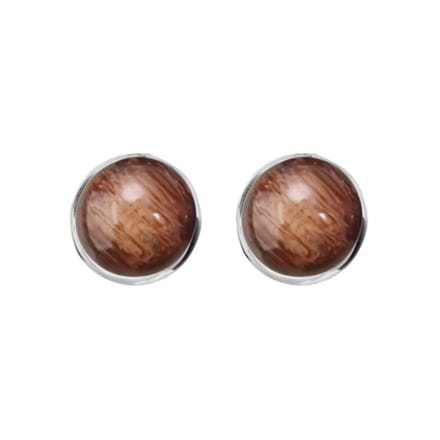 Magneet oorbellen -Zanelli -Bruin met zilverrand - Geen gaatje- Charme Bijoux