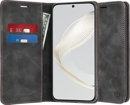 Hoesje geschikt voor Huawei nova 12s - Techsuit Confy Book Wallet Case - Zwart