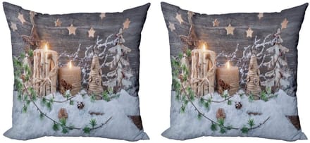 ABAKUHAUS Kussenhoes Set – 2x50x50 cm – Dubbelzijdig Druk – Bruin/Wit