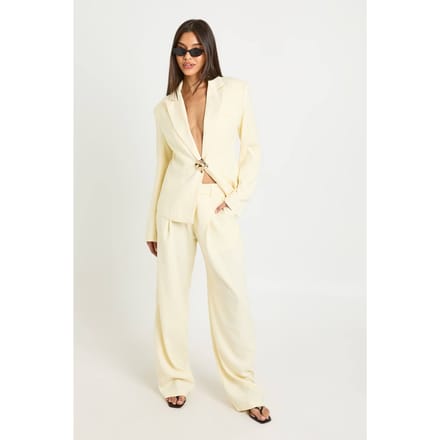 boohoo Dames Blazer Met Goudkleurige Tailleband | Lemon | Maat: 14