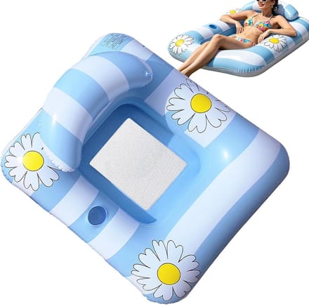 VHV - Zwembadhangmat - Opblaasbare Waterhangmat met Mesh - Blauw - Zwembad