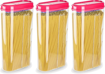 Plasticforte Voedselcontainer strooibus - 3x - roze - 2350 ml - kunststof - voorraadpotten