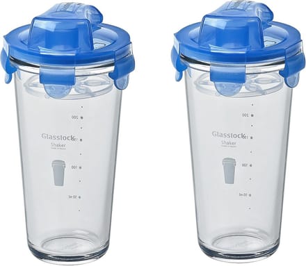 Shaker met transparant deksel en zeef, 450 ml - set van 2