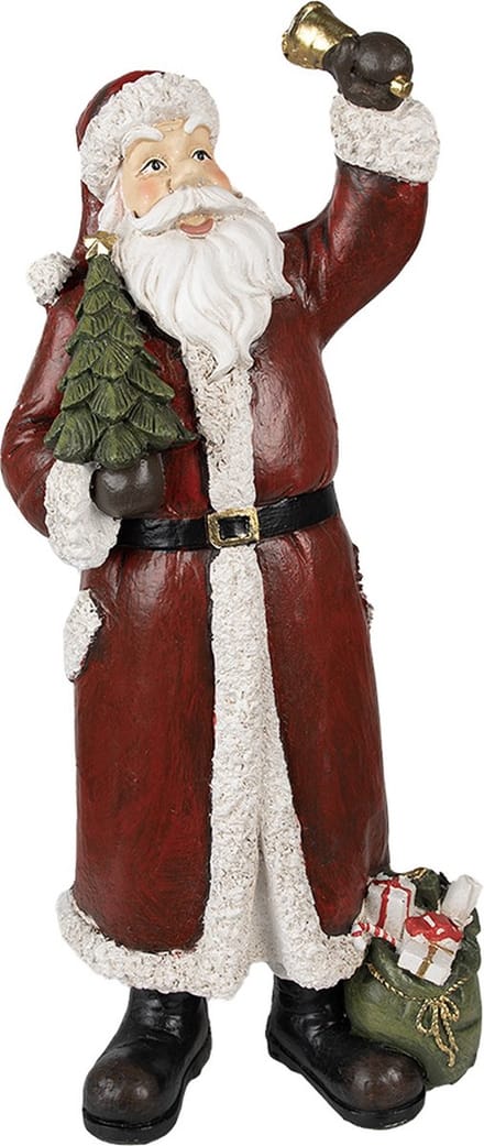 Clayre & Eef Beeld Kerstman 22x15x51 cm Rood Magnesium (MGO)