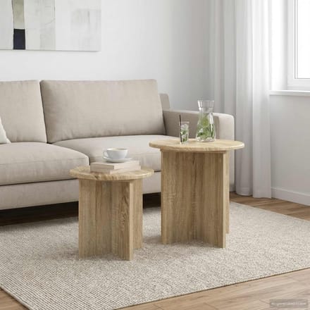 vidaXL - Bijzettafelset - 2 - st - Sonoma - Eiken - Ø - 45 - x - 45 - cm