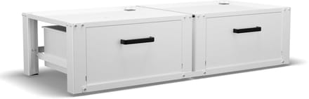 Bodo® - Wasmachine Verhoger - Dubbel - Kast - Ombouw met Lade - Wit - 127x54x31cm