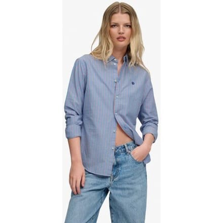 Superdry Oxford Overhemd met Lange Mouwen Slanke Pasvorm Blue Grootte: 44