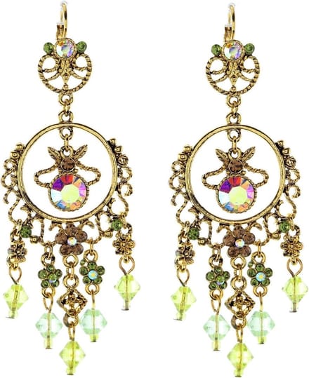 Behave - Oorhangers dames - Goudkleur groen - Fantasy boho stijl