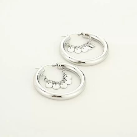 Michelle Bijoux Oorringen Ketting Discs Zilver