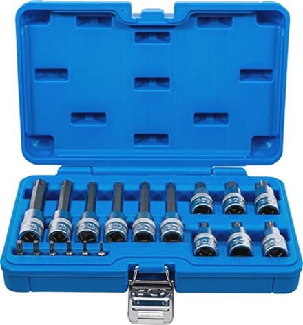 Dopsleutelbitset 18-delig | 6,3 mm (1/4 inch) & 12,5 mm (1/2 inch) | T-profiel voor Torx