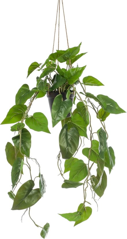 Emerald - Kunst Hangplant in pot Philodendron Scandens 80cm - Kunstplant voor binnen