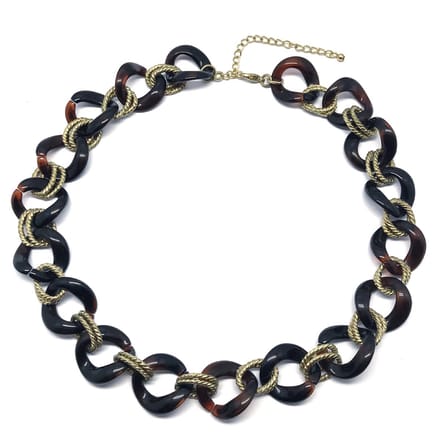 Behave - Schakelketting bruin met goudkleur - Mode ketting 50 cm