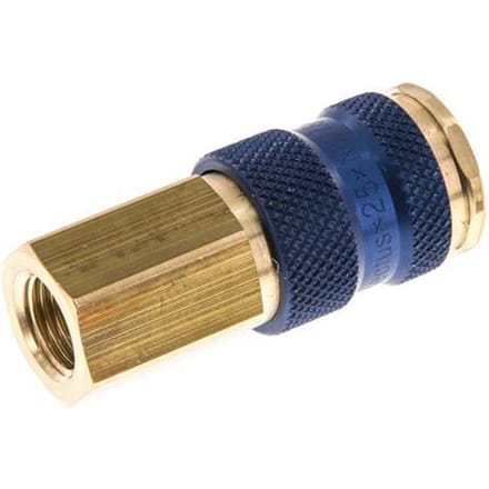 Messing DN 7.2 (Euro) Blauw-Coded Luchtkoppeling Snelkoppeling G 1/4 inch Binnendraad - CLS7-F-B-BLU-P-CD-014