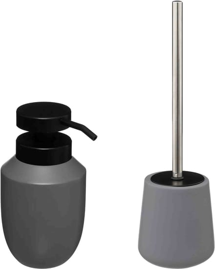 5Five - WC/Toiletborstel met zeeppompje 320 ml - grijs - keramiek