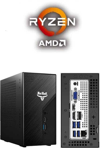 BitBull Ryzen 7 Mini Desktop PC Compleet - 32GB RAM|1TB SSD|WIFI 6E|Bluetooth 5.3|AMD R7 5700G|Ondersteuning voor 3 Schermen|Met Windows 11 Professional