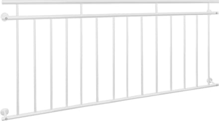 Frans balkon 90 x 184 cm, met 14 vulstaven, wit, gepoedercoat staal
