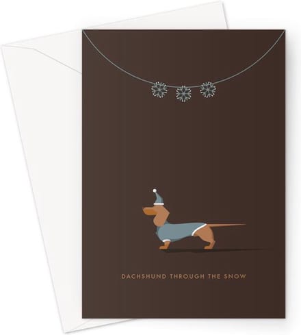 Hound & Herringbone - Rode Teckel Kerstkaart - Red Dachshund Festive Greeting Card
