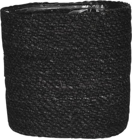 Mica Decorations Bloempot - rotan - zwart - jute - 18 x 18 cm - plastic binnenkant