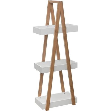 5Five Doucherekje/badkamerrekje/bakjes - bamboe/wit - 3 lagen - 30 x 18 x 82 cm