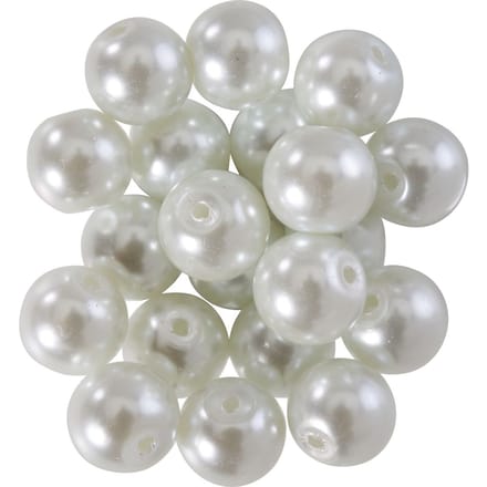 Glazen waskralen, Ø 10 mm, 20 stuks - Wit