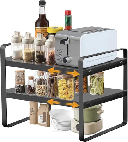 Metalen Keuken Organisator - Drievoudige Verstelbare Keukenkast Organisator 35 tot 55 cm