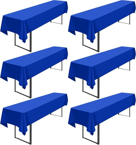 6x Koningsblauw Bierdekkleed Set 250x100 cm - Universele Feesttafelhoes Wasbaar Polyester