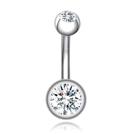 Chirurgisch Edelstaal Navelpiercing - Zirkonia & Zilver