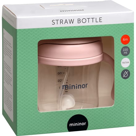 Mininor no-spill rietjesbeker - rose - 220 ml - anti-lek - variabele flow