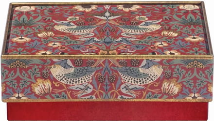 Klassiek Bewaarblikje Vogels - Rood - 11 cm - Rechthoekig - Botanisch Vogel Design - Nostalgisch Cadeaublik & Voorraadblik