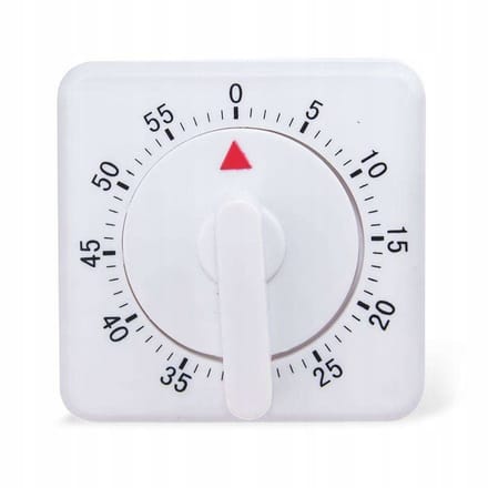 Orion Vierkant Wit Plastic Mechanische Keukentimer met Voet en Ophanggat (7 x 7 x 5 cm, 60-Minuten Bereik)