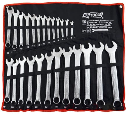 Awtools AW40118 - Ringsleutelset - 25-delig - 6-32 mm - Satijn chroom-vanadium