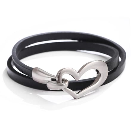 Jomide Armband Hart Kunstleer - Zwart