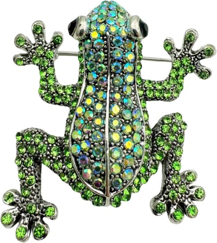 Kikker Broche met groen Strass - 45x48MM - Pin Bling Bling
