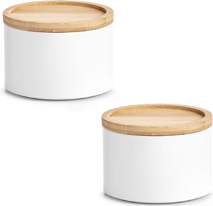 Zeller Voorraad blik - 4x - wit - metaal - 13 x 9,5 cm - 1,6L - snoeptrommels