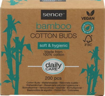 Sence Bamboe wattenstaafjes 200pcs - Bamboe - Veganistisch - Afbreekbaar - Vegan