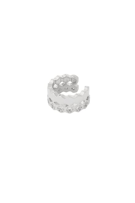 Bijoutheek Earcuff Duo Steentjes Zilver