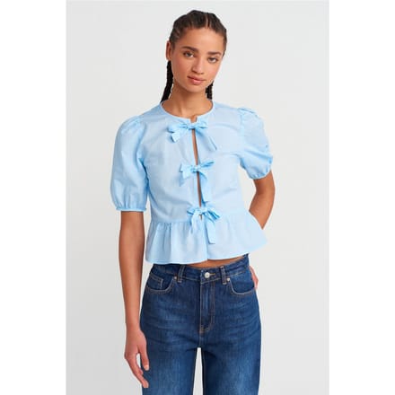 Dames Crop Blouse met Strikdetail