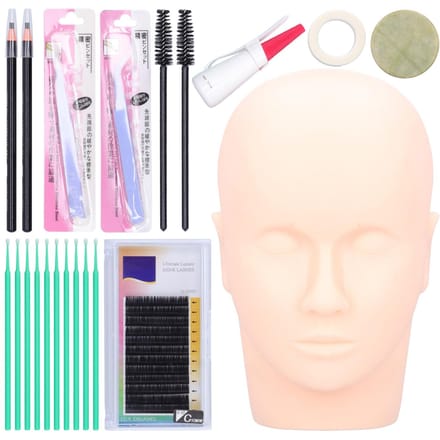 Valse wimperverlenging trainingsset Mannequin hoofd enten wimpers oefengereedschapset pink