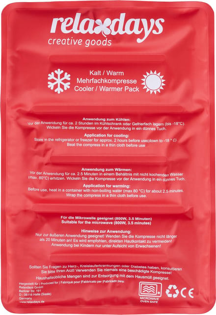 cold pack - 25 x 36 cm - gel pack - herbruikbaar - rood